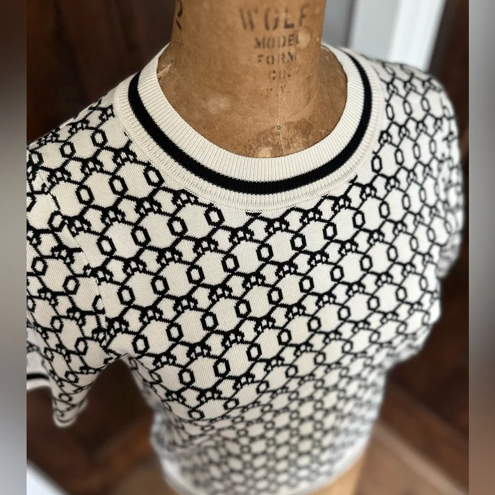 Adrianna Papell Patterned Knit Short-sleeve Top Women’s M - Picture 4 of 5